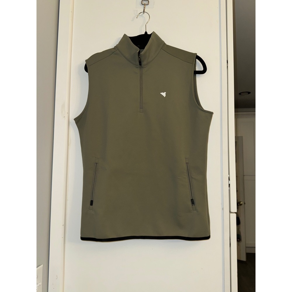 Macade Golf Mens Quarter Zip Performance Vest Olive Green Sleeveless Size M